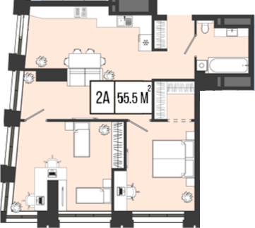 2-кімнатна 55.5 м² в ЖК Mont Blan від 31 300 грн/м², Дніпро