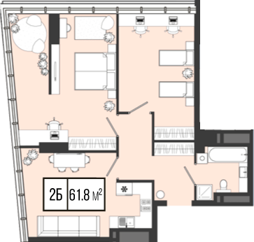 2-кімнатна 61.8 м² в ЖК Mont Blan від 31 300 грн/м², Дніпро