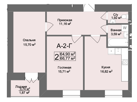 2-комнатная 66.77 м² в ЖК Комфорт на Салтовке от 21 500 грн/м², Харьков