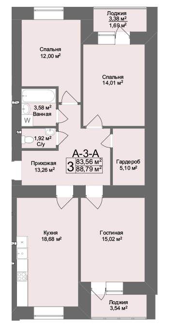 3-комнатная 88.79 м² в ЖК Комфорт на Салтовке от 21 500 грн/м², Харьков