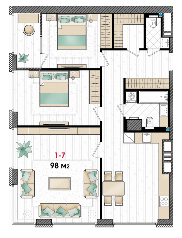 3-комнатная 98 м² в ЖК MANHATTAN от 32 050 грн/м², Днепр