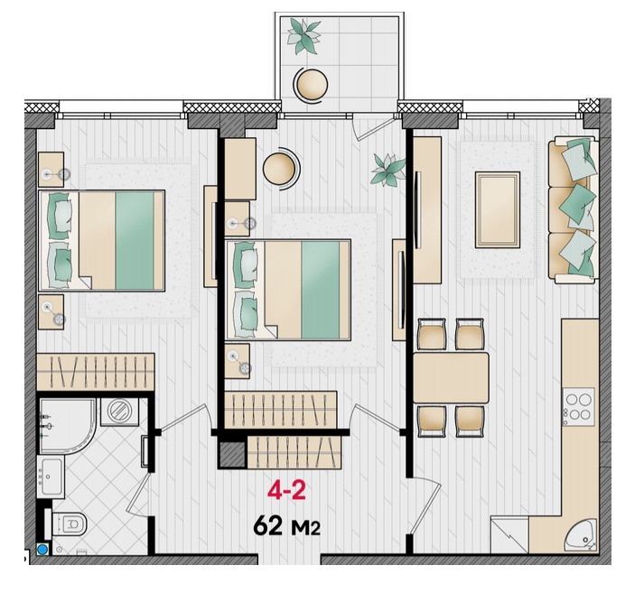 2-комнатная 62 м² в ЖК MANHATTAN от 32 050 грн/м², Днепр