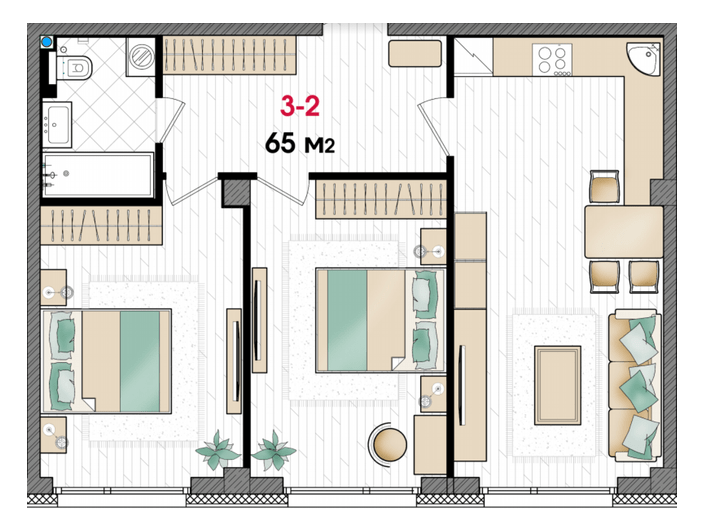 2-кімнатна 65 м² в ЖК MANHATTAN від 32 050 грн/м², Дніпро