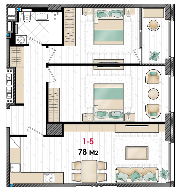 2-кімнатна 78 м² в ЖК MANHATTAN від 32 050 грн/м², Дніпро