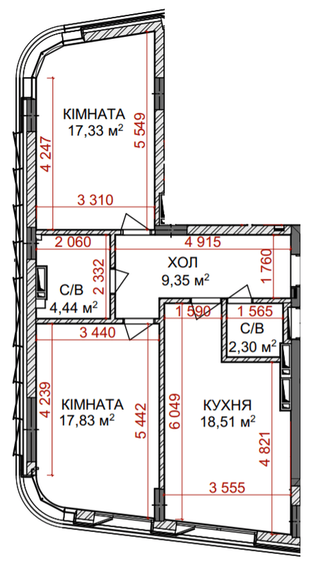 2-кімнатна 69.76 м² в КБ Ідеаліст від 68 250 грн/м², Київ