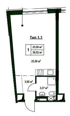 Студія 30.52 м² в ПБ на вул. Тургенєвська, 17 від 97 300 грн/м², Київ