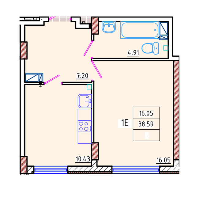 1-комнатная 38.59 м² в ЖК Цветной бульвар от 17 200 грн/м², г. Черноморск