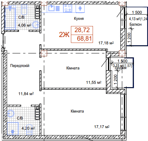 2-кімнатна 68.81 м² в ЖК Art House від 51 100 грн/м², Одеса