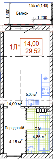 1-комнатная 29.52 м² в ЖК Art House от 51 100 грн/м², Одесса