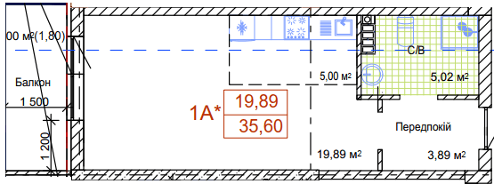 1-комнатная 35.6 м² в ЖК Art House от 51 100 грн/м², Одесса