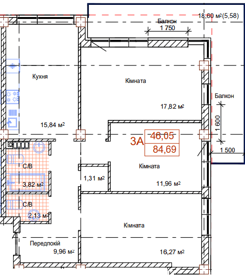 3-комнатная 84.69 м² в ЖК Art House от 59 600 грн/м², Одесса