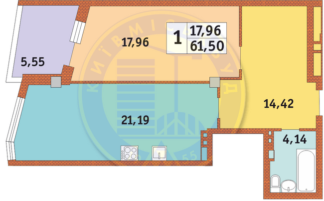 1-кімнатна 61.5 м² в ЖК Costa fontana від 35 650 грн/м², Одеса