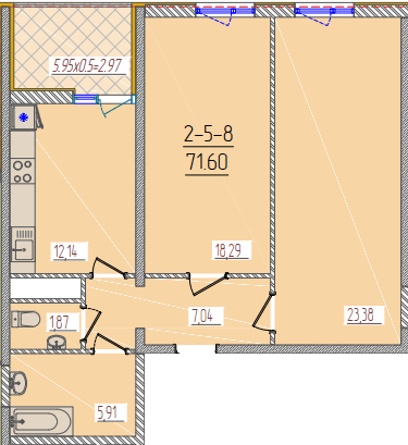 2-кімнатна 71.6 м² в ЖК KADORR City від 26 950 грн/м², Одеса