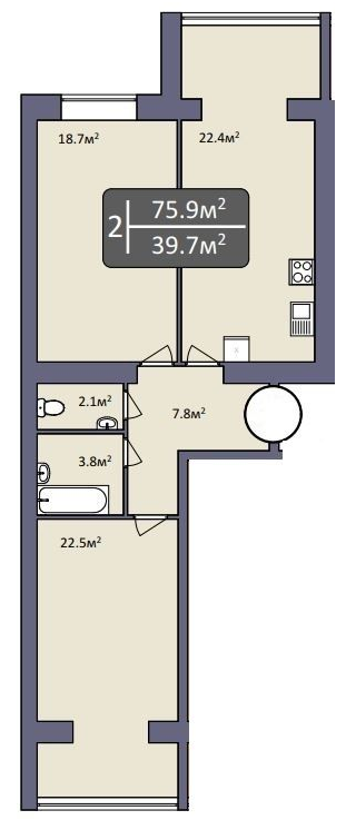 2-комнатная 75.9 м² в ЖК Северная Мечта от 16 400 грн/м², Николаев