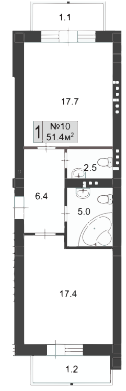 1-кімнатна 51.4 м² в ЖК Palais Royal (Зелений Мис) від 31 450 грн/м², с. Крижанівка