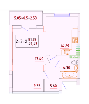 2-кімнатна 49.43 м² в ЖК Smart City від 24 050 грн/м², с. Крижанівка