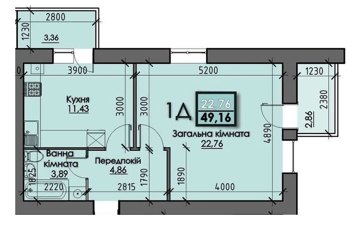 1-кімнатна 49.16 м² в ЖК SANTORINI від 20 000 грн/м², Суми