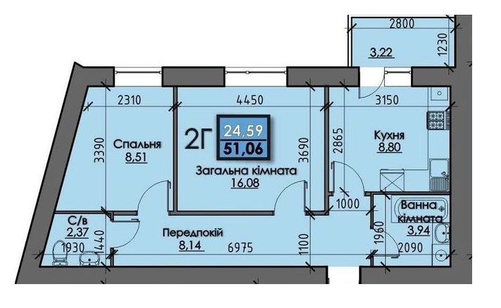 2-кімнатна 51.06 м² в ЖК SANTORINI від 18 000 грн/м², Суми