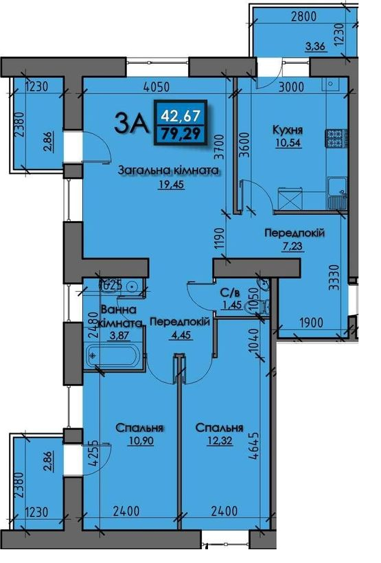 3-кімнатна 79.29 м² в ЖК SANTORINI від 18 500 грн/м², Суми