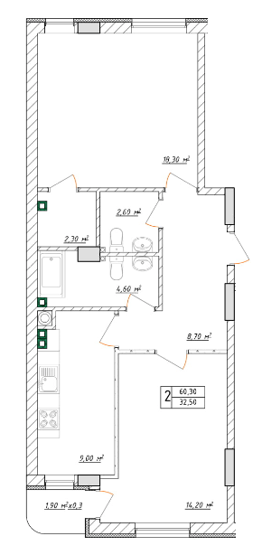 2-кімнатна 66.5 м² в ЖК Будинок на Малонова від 36 050 грн/м², Одеса