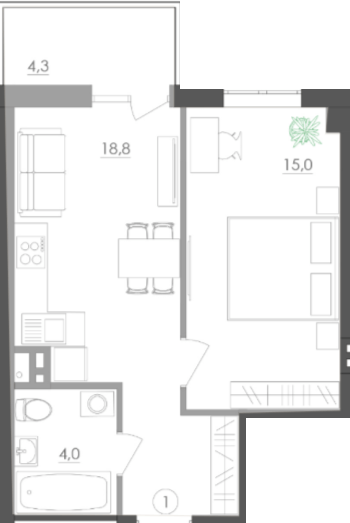 1-комнатная 38.3 м² в ЖК Дом на Мещанской от 34 950 грн/м², Одесса