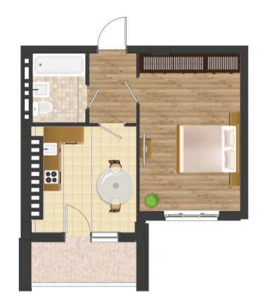 1-комнатная 42.3 м² в ЖК Золотая Эра от 18 550 грн/м², с. Крыжановка