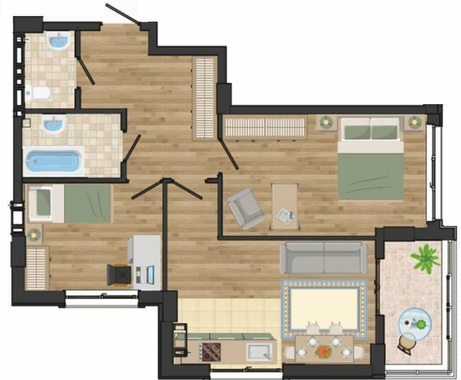 2-комнатная 61.5 м² в ЖК Золотая Эра от 19 250 грн/м², с. Крыжановка