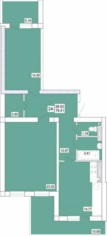 2-комнатная 79.41 м² в ЖК Одесский двор от 15 600 грн/м², Одесса