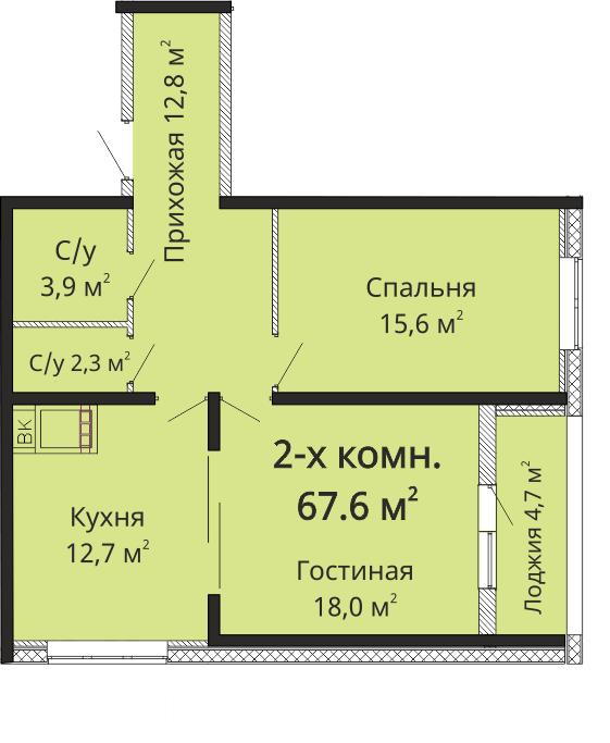 2-кімнатна 67.6 м² в ЖК Омега від 26 050 грн/м², Одеса