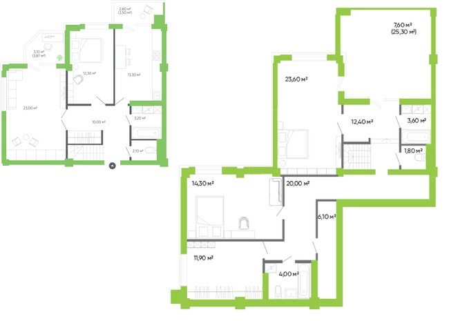 Двухуровневая 175.1 м² в ЖК Оселя Парк от 24 000 грн/м², Луцк