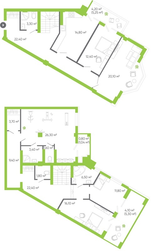 Двухуровневая 185.1 м² в ЖК Оселя Парк от 25 000 грн/м², Луцк