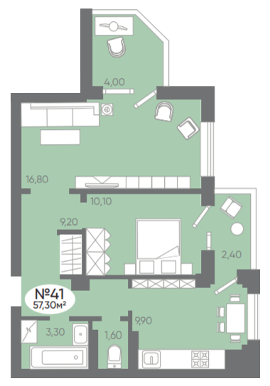 2-комнатная 57.3 м² в ЖК Оселя Парк от 25 000 грн/м², Луцк