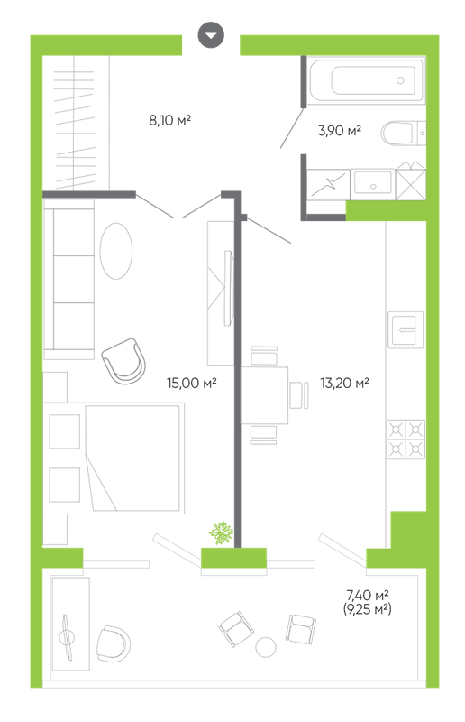 1-кімнатна 47.6 м² в ЖК Оселя Парк від 25 500 грн/м², Луцьк