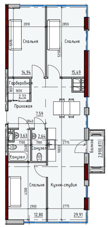 3-кімнатна 90.23 м² в ЖК Простір Eco City (Простір на Радісній від 22 800 грн/м², Одеса