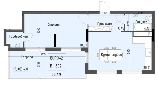 1-комнатная 56.49 м² в ЖК Пространство+ на Дачной от 31 250 грн/м², Одесса