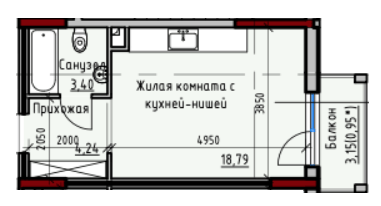 Студія 27.38 м² в ЖК Простір+ на Дачній від 31 750 грн/м², Одеса