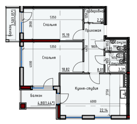 2-кімнатна 71.5 м² в ЖК Простір+ на Дачній від 31 500 грн/м², Одеса