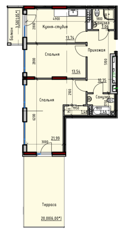 2-комнатная 74.65 м² в ЖК Пространство+ на Дачной от 31 500 грн/м², Одесса