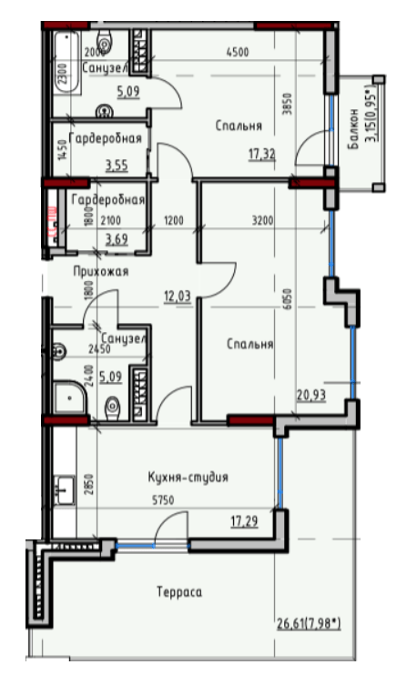 2-кімнатна 93.92 м² в ЖК Простір+ на Дачній від 31 500 грн/м², Одеса