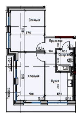 2-кімнатна 55.21 м² в ЖК Простір+ на Дачній від 31 500 грн/м², Одеса