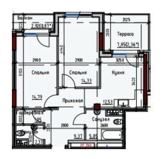 2-комнатная 63.58 м² в ЖК Пространство+ на Дачной от 30 500 грн/м², Одесса