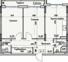 2-кімнатна 65.13 м² в ЖК Простір на Донського від 25 550 грн/м², Одеса