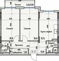 2-комнатная 70.47 м² в ЖК Пространство на Донского от 25 550 грн/м², Одесса