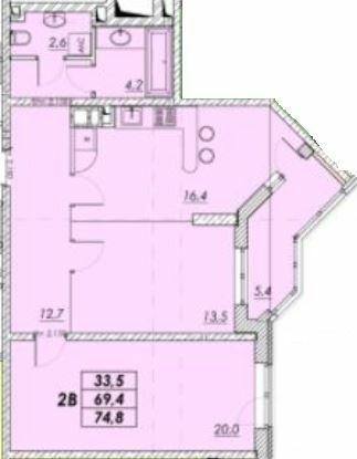 2-комнатная 74.8 м² в ЖК Прохоровский квартал от 21 300 грн/м², Одесса