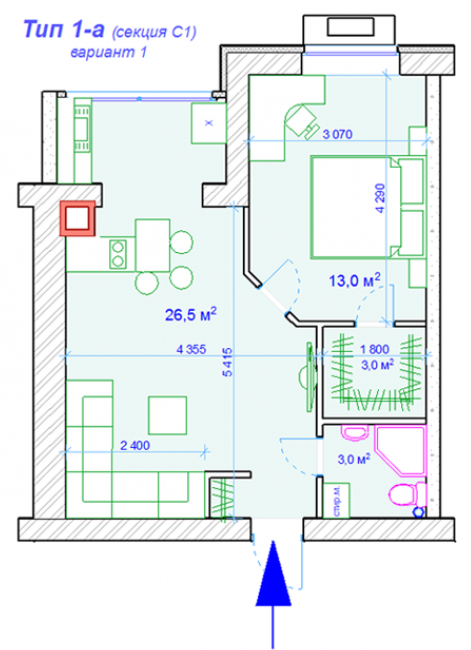 1-кімнатна 43.4 м² в ЖК Forest Hill від забудовника, Дніпро