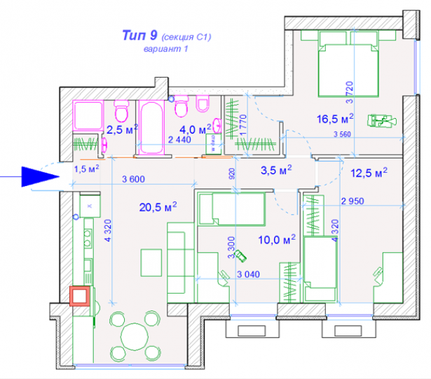 3-кімнатна 68.8 м² в ЖК Forest Hill від забудовника, Дніпро