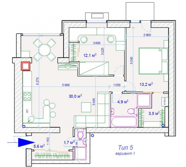 2-комнатная 70 м² в ЖК Forest Hill от застройщика, Днепр