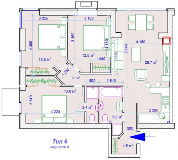 3-комнатная 81.9 м² в ЖК Forest Hill от застройщика, Днепр