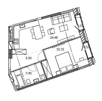 1-кімнатна 54.29 м² в ЖК BEREG Residence від 38 650 грн/м², Київ