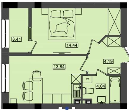 1-кімнатна 39.47 м² в ЖК Дім біля моря Premier від 18 400 грн/м², м. Южне